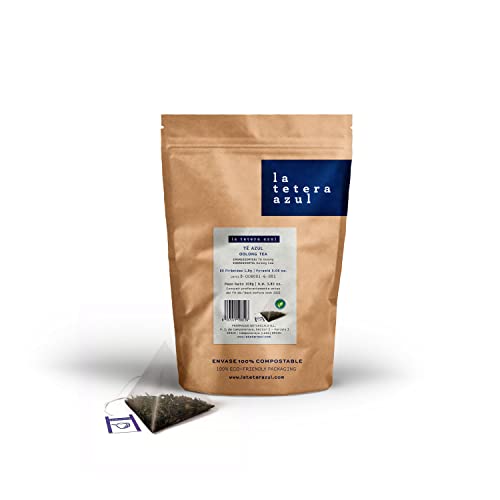 LA TETERA AZUL Té Azul Oolong Premium. 60 Pirámides. Auténtico Y Más Apreciado Té Oolong. Bolsa...