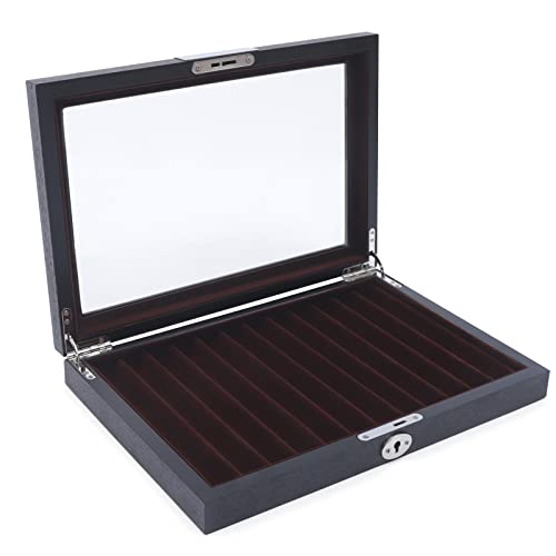 Stylo en bois présentoir stylo organisateur Style rétro stylo présentoir avec fenêtre en verre stylo collecteur organisateur boîte (12) Cover