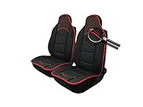  2x Sitzauflage Sitzkissen Sitzmatten Rückenkissen Rot/Schwarz Stoff + Kunstleder PKW