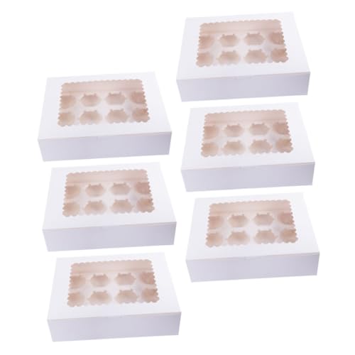 SOLUSTRE 6pcs Cake Boxes for Muffins Desserts Food-grade Storage Containers for Weddings Birthdays Parties for Treats Bakery Items