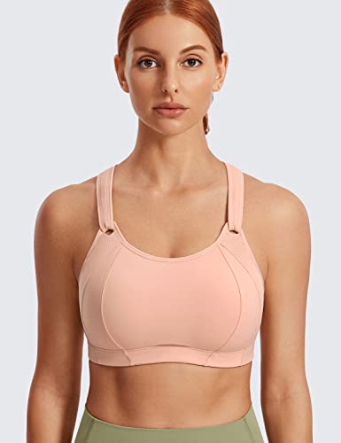 Image of SYROKAN Women's Sports Bra Front Adjustable High Impact Support Padded Wireless Racerback Plus Size Running Bra