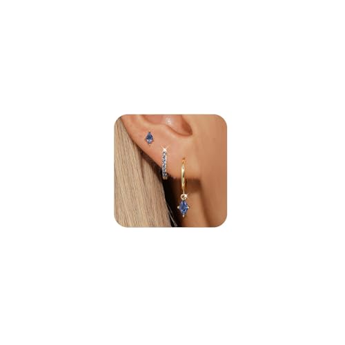 MIYUEFAN Lot de 3 paires de boucles d'oreilles pour femme, plaquées or 14 carats,...