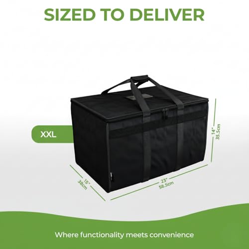 TRUE NORTH Insulated Food Delivery Bag w/Divider - NEW 2026 UPDATE (23"x15"x14") - Uber Eats Food Warmer Bag - Warming Bags For Food - Insulated Delivery Bags For Hot Food, Pizza Delivery Bag - Thumbnail 4