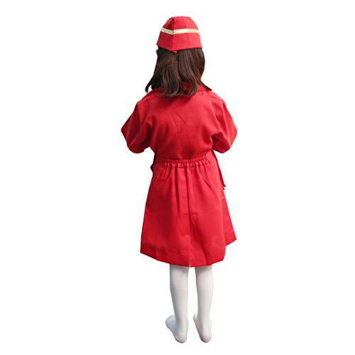 Image of ITSMYCOSTUME Air Hostess Dress Uniform Cap Officer Profession Community Helper Kids Fancy Dress Costume - Size 8-9 Years Green