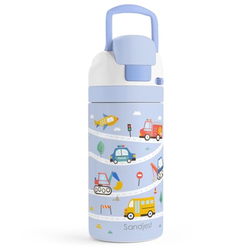 Image of Construction Kids Insulated Stainless Steel Water Bottle 16 Oz, Travel Tumbler for School, Sports for Boys, Birthday, Back To School