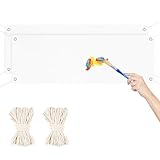 Lot de 2 bannières vides à personnaliser soi même   180 x 60 cm   Avec œillets   Blanc   Avec corde suspendue de 8 m   Drap blanc à peindre   Pour bricolage, peinture, affiche de diplôme, anniversaire