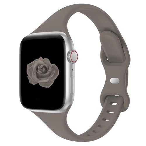 Image of Thin Slim Band Compatible with Apple Watch 38mm 40mm 41mm 42mm 44mm 45mm 46mm 49mm, Replacement Silicone Sport Strap for iWatch Series 11 /10 /9 /8 /7 /6 /5 /4 /3 /2 /1 Ultra SE Women Men, Clay
