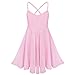 FEESHOW Kids Girls Camisole Empire Waist Ballet Leotard Gymnastics Dance Dress  Pink Tag L Size 5-6