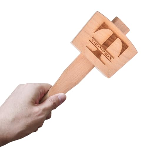 Personalized Wood Mallet, 9.5” Manual Ice Hammer Mallet, Custom Engraved Beech Solid Carpenter Wood Hammer Woodworking Hand Tool