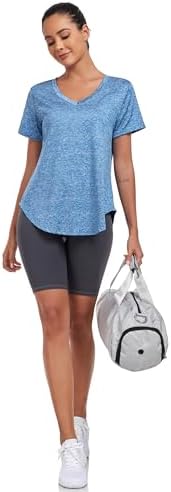 Short Sleeve Workout Shirts Women Loose Fit, V-Neck Women Exercise T-Shirt Workout Top, Dry Fit Yoga Gym Sport Tops - Image 3