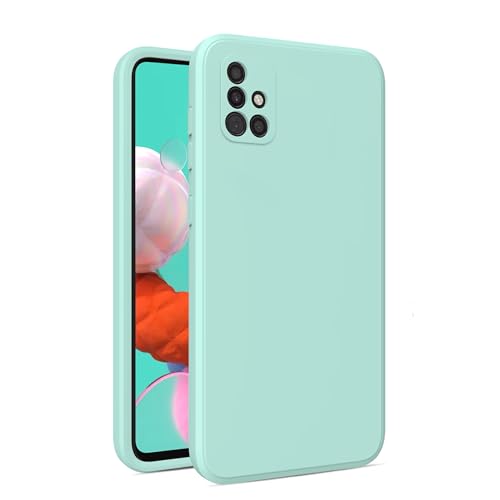 Image of DIZORO Liquid Silicone Case with Microfiber Coushioning Compatible for Samsung Galaxy M51 Shockproof Slim Back Cover, Gel Rubber Full Body Protection - Mint Green
