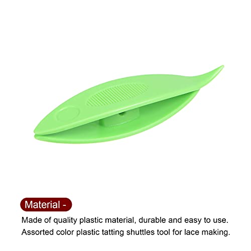 Image of HARFINGTON 2pcs Tatting Shuttles 63x17x10mm Colorful Plastic Shuttles for Lace-Making DIY Hand Craft Tool Knitting Arts Supplies, Green