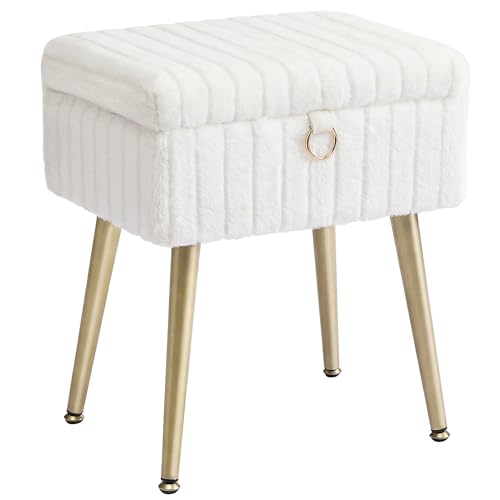 Songmics Home SONGMICS Vanity Stool Chair with Storage, Metal Legs, Max. Load 440 lb
