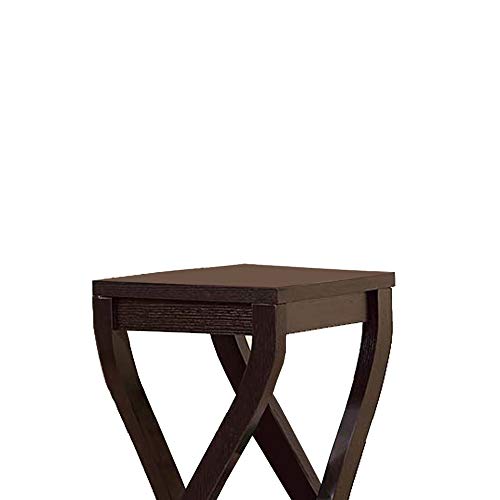 Benzara Square Top Wooden Plant Stand with Curved Legs and Shelves, Large, Dark Brown - Thumbnail 2
