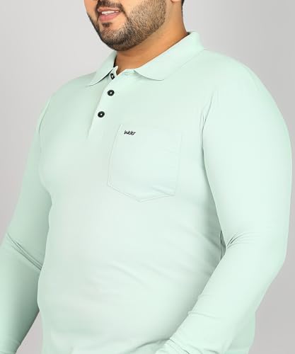 Image of INKKR Plus Size Men's Solid Polo Neck Full Sleeve T-Shirts