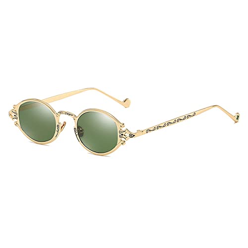 Lunettes de soleil steampunk pour street shoot urbain avec monture ovale sculptée dorée