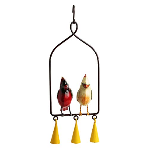 Image of ExclusiveLane The Couple KaraokeΓCO Hand-Painted Decorative Hanging Wind Chime in Metal -Wind Chimes for Home Positive Energy Balcony Home Decorative Items Wall Hanging Bells Decor for Living Room (EL-015-055)