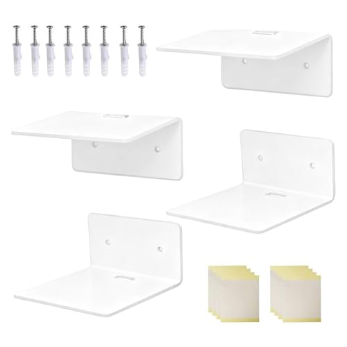 Estantes Flotantes para Pared - 4 Piezas Organizador Acrílico de Interior | para Pared de Habitación | para Plantas Macetas Álbumes Estatuillas Dormitorio Cocina Baño Mesita de Noche