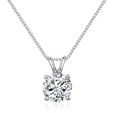 DOWOS 925 Sterling Silver Dainty Diamond Necklace for Women Mother's Day, 18K White Gold Plated 8mm