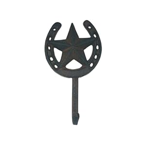 Cast iron star horseshoe single wall hook  urban country home decor