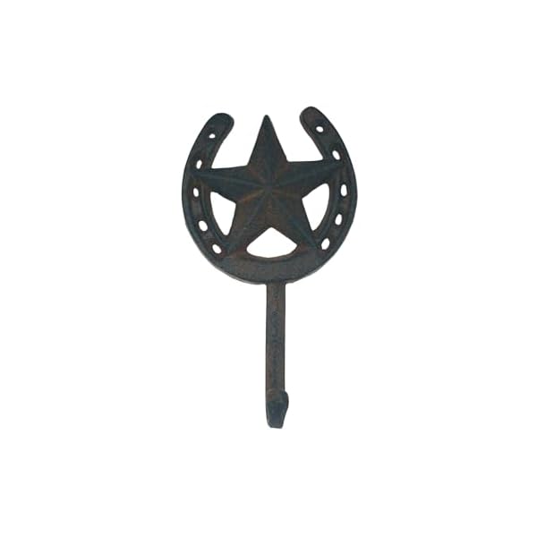 Cast iron star horseshoe single wall hook  urban country home decor