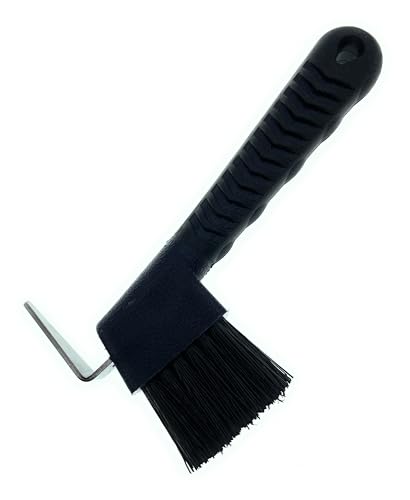 MacMaxe Ergonomic Horse Hoof Pick Brush with Heavy-Duty Rust-Resistant Steel Pick and Durable Nylon Bristles – Ideal for Hoof Care, Easy to Clean, Suitable for Beginners and Advanced Riders (Black)