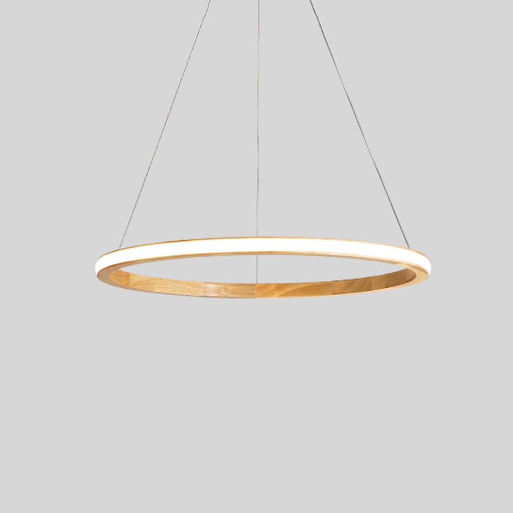 Suspension LED scandinave à éclairage tricolore variable et hauteur ajustable en bois - 8