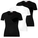 STILLSHIRT SCHWANGERSCHAFT: Dieses praktische 3er-Set begleitet Sie durch Schwangerschaft und Stillzeit. Der verdeckte Ausschnitt ermöglicht diskretes und bequemes Stillen – jederzeit und überall.