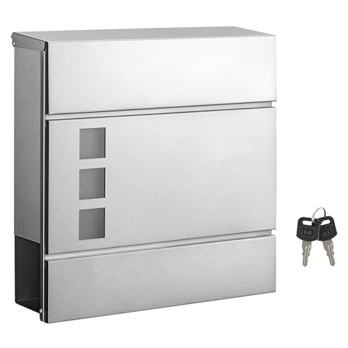 SONGMICS XXL Briefkasten, Postkasten mit Zeitungsfach, 10,5 x 37 x 37 cm,...