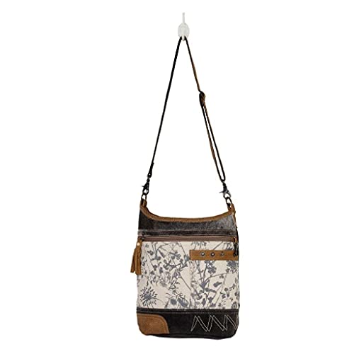 Myra Bag Milestone Shoulder Bag Upcycled Canvas, Rug, Leather & Cowhide S-26383