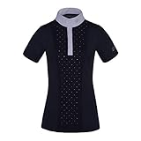Funktionales Turniershirt. Atmungsaktiv, mit Feuchtigkeitsmanagement. Schnell trocknend. Netzgewebeeinsatz vorne mit Kristallen. Kristall-Logo-Print auf Ärmel und Rücken. Silberstickerei mit Kristallen am Kragen.
