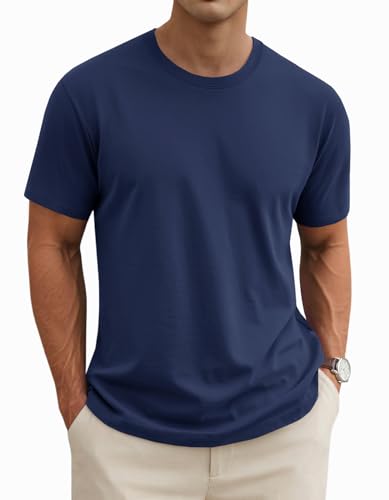 MAGNIVIT Mens Shirts Short Sleeve Cotton T-Shirt Basic Classic Casual Pullover Shirt Navy