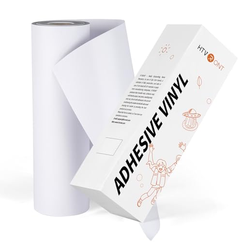 Image of HTVRONT White Permanent Vinyl Compatible with Cricut Cutting Machine, 12 inch x 100 FT Matte White Permanent Adhesive Vinyl Roll for Silhouette, Cameo Cutters, Signs, Scrapbooking, Craft, Die Cutters