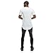 JC DISTRO Mens Hipster Hip Hop Cotton Elong Round Scallop Hemline Tshirt White XLarge