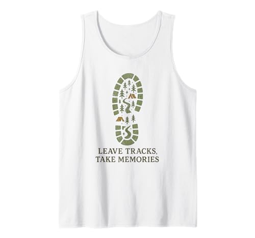 Senderismo Dejar huellas Tomar recuerdos Senderismo Amante Camping Camiseta sin Mangas