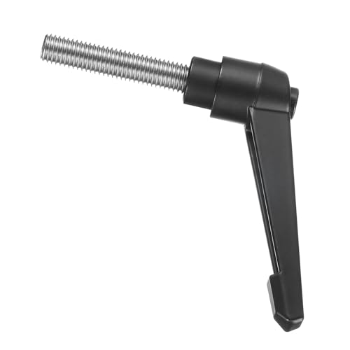 Image of uxcell Adjustable Clamping Lever Handle M12 x 50mm Metric 304 Stainless Steel Male Threaded Stud Hand Knobs Push Button Ratchet Rotating Screw Handles Bolts with Locking Lever Black