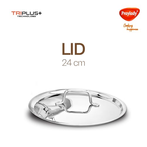 Image of Praylady TRIPLUS 4-Piece Triply Cookware Set | 24cm Kadai + 24cm Lid + 22cm Frypan + 16cm Saucepan | Triple-Layered Stainless Steel-Aluminum | Induction & Gas Compatible(4-Piece Triply Cookware Set)