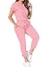 PINSV Women's 2 Piece Outfits Tracksuit Sets Short Sleeve Tops Jogger Pants with Pockets Pink M