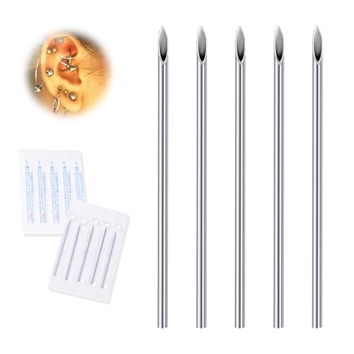 16G Body Piercing Needles 10pcs DJCIW Sterile Disposable Stainless Steel Needles for Ear Nose Navel Nipple Lip -Ultra Sharp