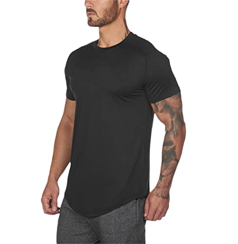 T-shirt de sport moulant noir d'été respirant en maille taille L
