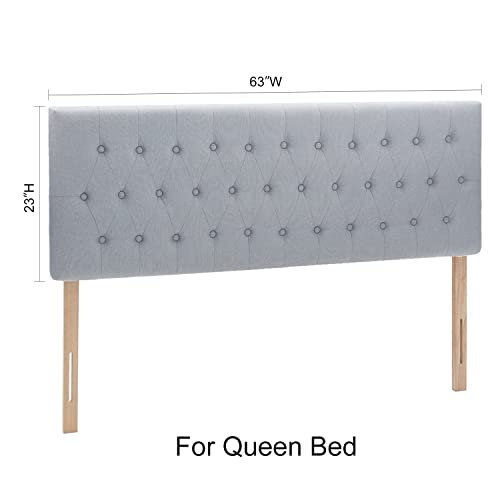Kingfun Tbfit Tufted Upholstered Queen Size Bed Headboard In Modern Button Design, Adjustable Solid Wood Head Board, Premium Linen Fabric Padded Headboards In Bedroom (Smoky Grey) #TOP5