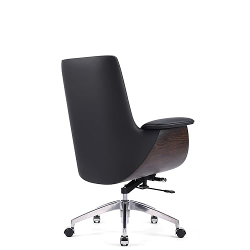 Image of Trendor Leatherette Luxury Ergonomic Executive Chair, Multi-Function Modern Designed Office Leather Chair, Conference Chair with Wood Back (Without Headrest, Black)