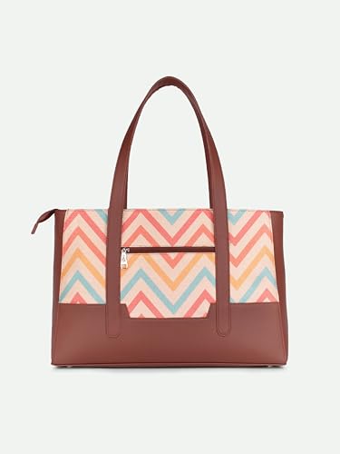 Image of ZOUK Handcrafted Vegan Leather Travel Tote Bag for Women with Multiple Compartments | Spacious Water-Resistant Shoulder Bag for Travel, Vacation, Day Trips |