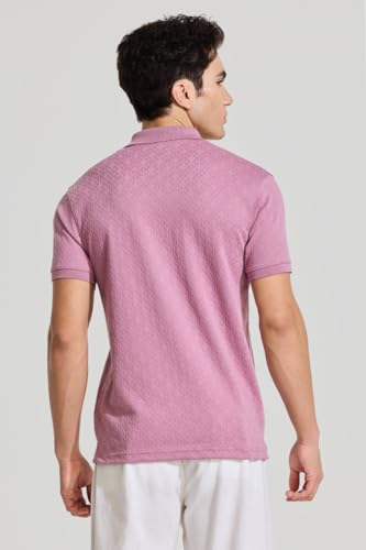 Image of SNITCH Mauve Textured Polo T-Shirts