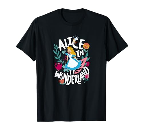 T-shirt Alice in Wonderland fleurs t-shirt imprimé Disney botanique col rond