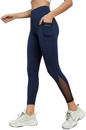 BLINKIN Gym wear Mesh Leggings Workout Pants with Side Pockets/Stretchable Tights/Highwaist Sports Fitness Yoga Track Pants for Women & Girls_2012