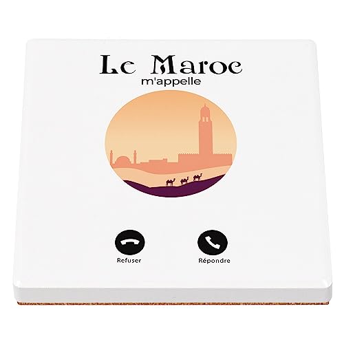 sous Verre en céramique - Le Maroc m'appelle Paysages Voyage - 1 unité (100 x 100 mm)