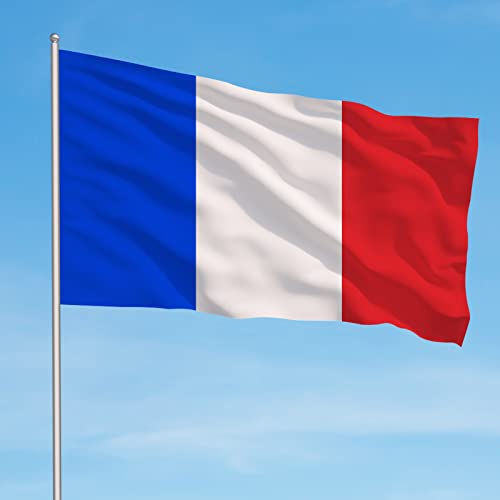 Image of AhfuLife French Flag 3 x 5 Ft France Flag, Large France National Flags for Outside - Double Side with Brass Eyelets for Olympic Party Decorations, Bar Garden Street Decoration Indoor Outdoor