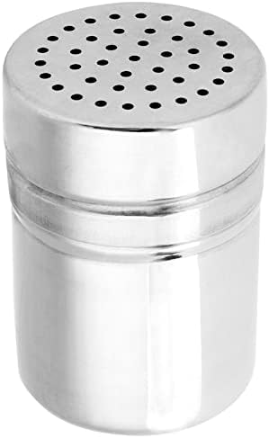 2Pcs Spice Shaker Stainless Steel, Metal Dredge Shaker Spice Dispenser Condiment Jar Spice Shaker Large Holes Kitchen Shakers Sugar Shaker(M)