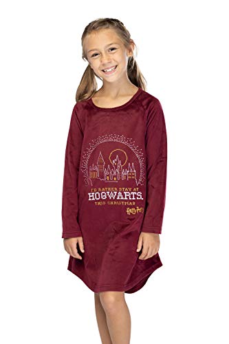 Harry Potter Nightgown I'd Rather Stay At Hogwarts This Christmas Girl's Pajamas2